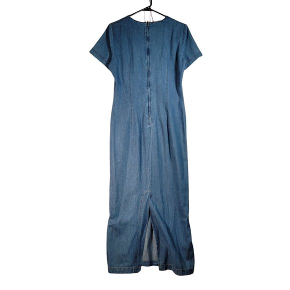 Chorus Blues Women's Size 6 Blue Denim Dress Short Sleeve Maxi Dress - Picture 5 of 8